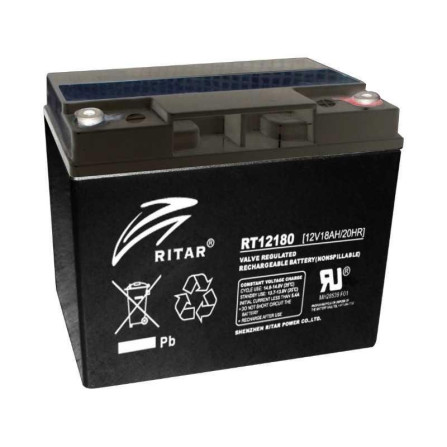 Batería Ritar RT12180 (12V 18Ah) – Respaldo de alta capacidad para equipos críticos