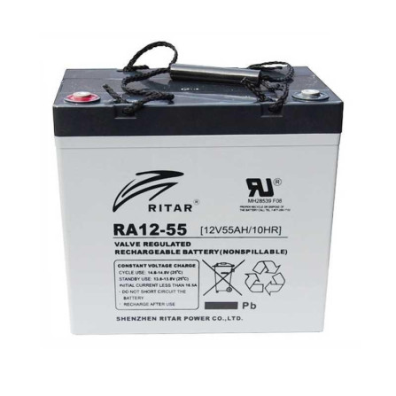 Batería Ritar RA12-55 (12V 55Ah) – Energía confiable en tamaño compacto