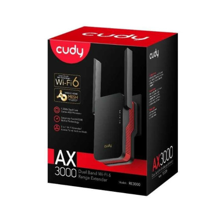 Repetidor WiFi Cudy RE3000 – Amplía tu cobertura con velocidad WiFi 6